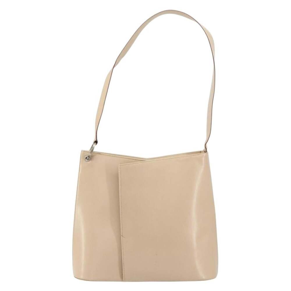 Salvatore Ferragamo Leather Gancini Shoulder Bag Beige